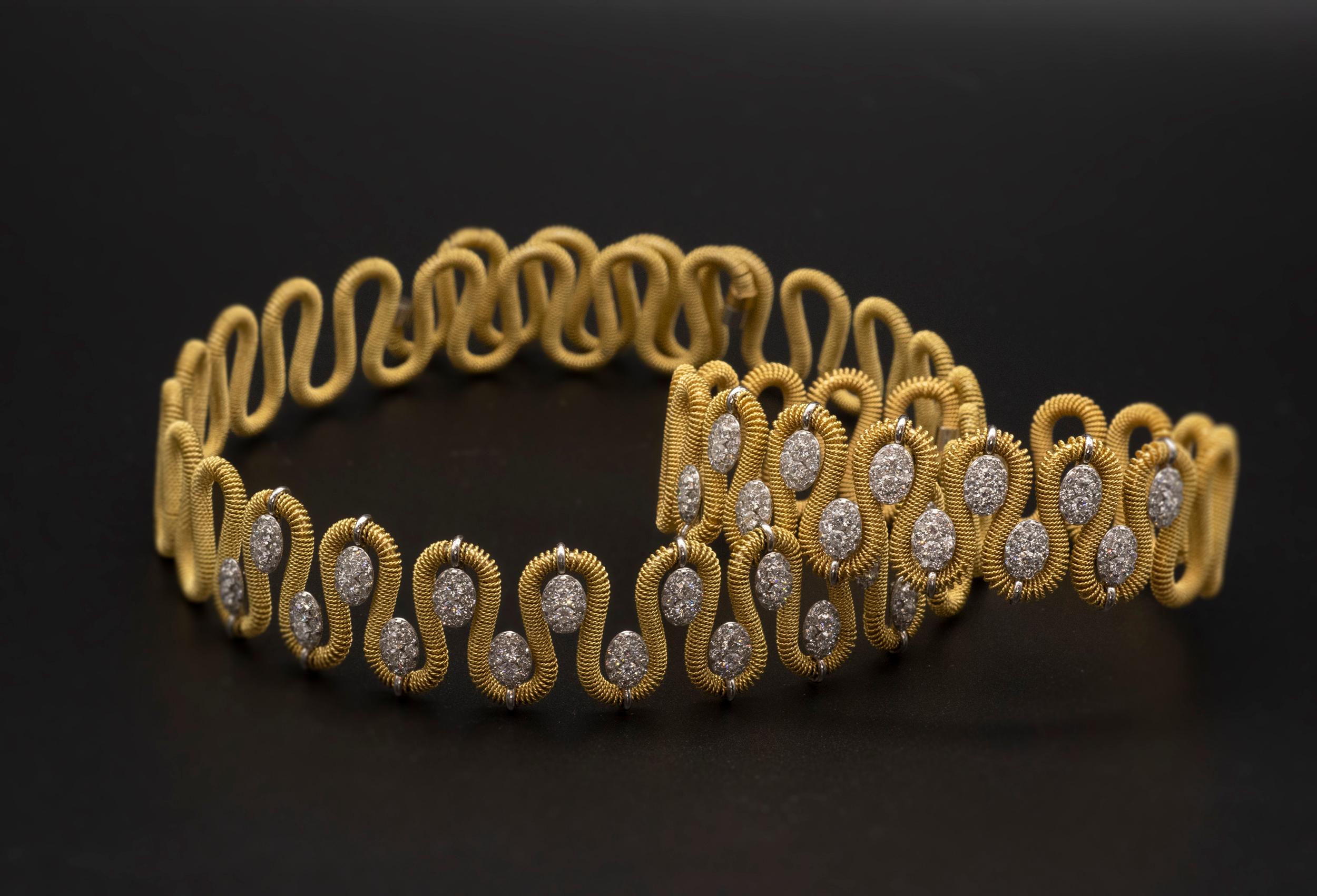 Marchisio Diamond and Gold Bracelet In New Condition For Sale In Monte Carlo, MC