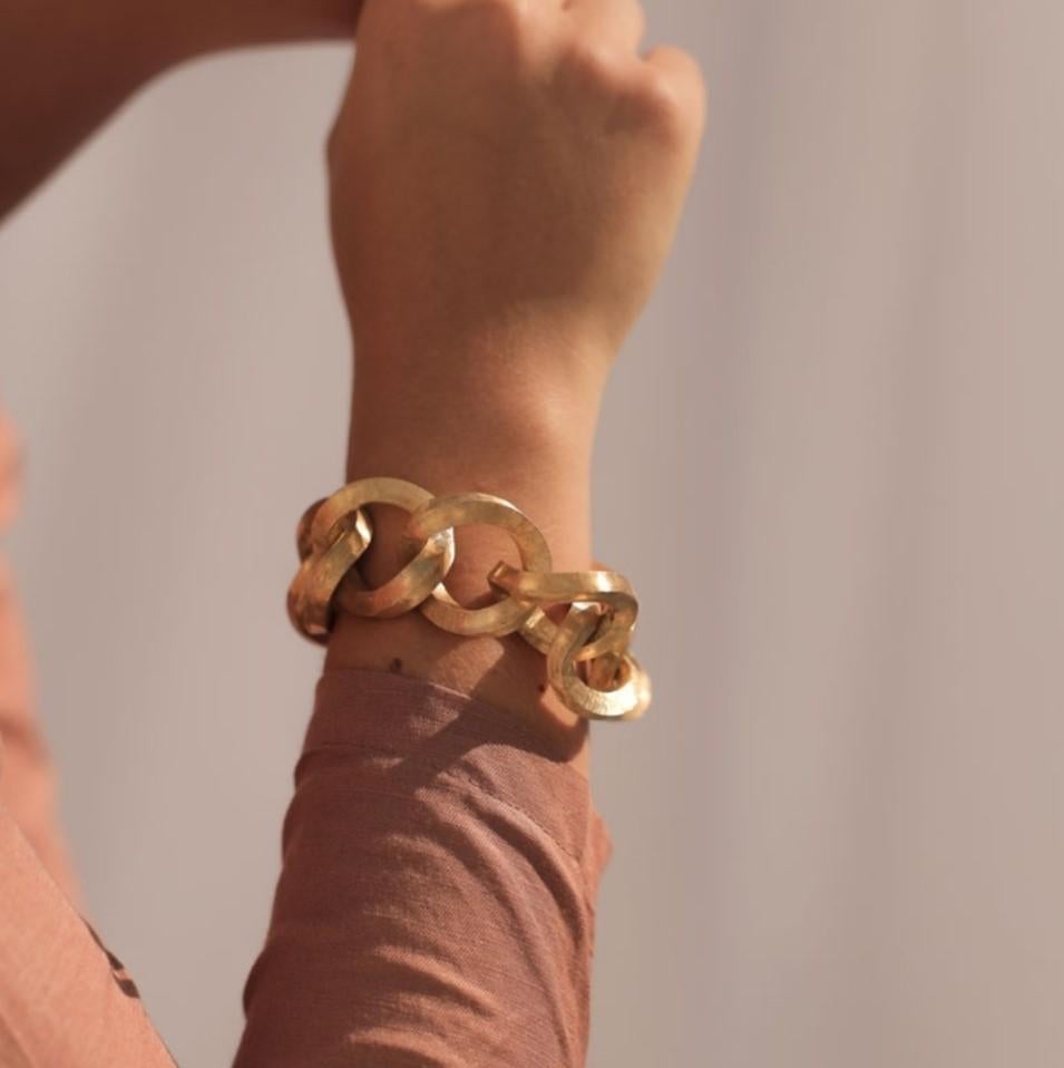 Women's Marchisio Giovanni 18 Karat Yellow Gold Textured Chain Bracelet