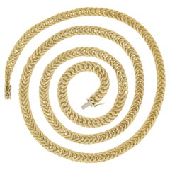 Marchisio Italian 18k Gold 35" Wide Interlocking Textured 3D Link Necklace (Collier à maillons texturés en 3D)