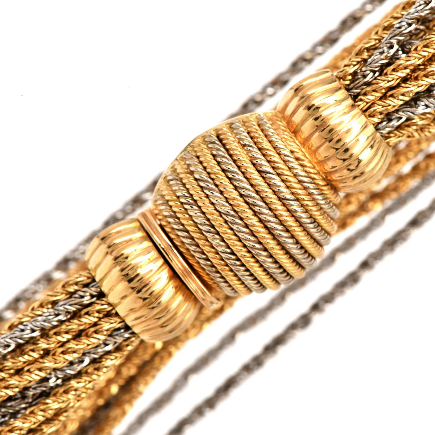 Marchisio Bracelet à plusieurs rangs de cordes en or bicolore 18 carats, Italie Excellent état - En vente à Miami, FL