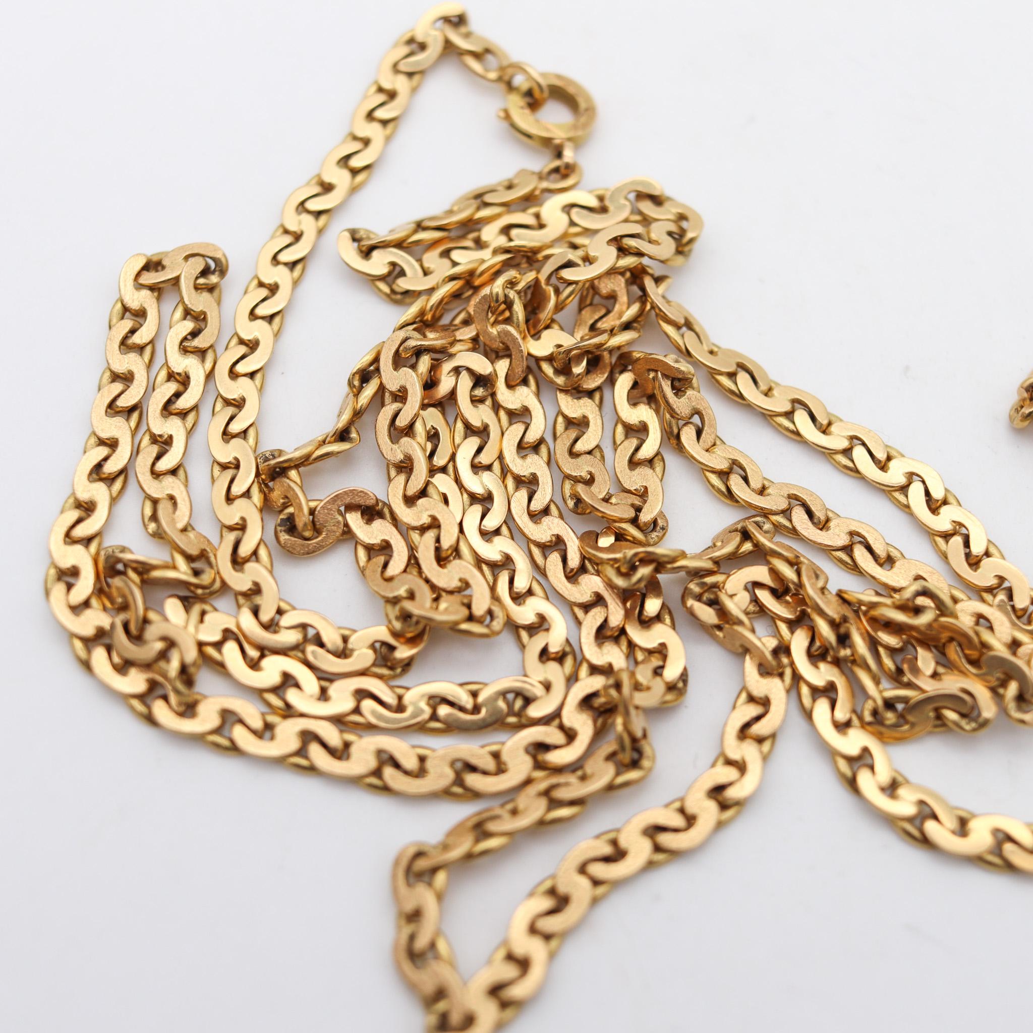 Women's or Men's Marchisio Napoleone 1935 Italian Art Deco Long Chain In Solid 18Kt Yellow Gold For Sale