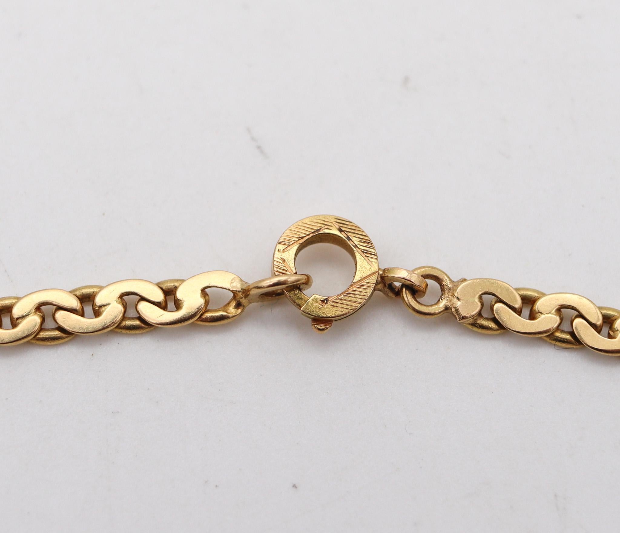 Marchisio Napoleone 1935 Italian Art Deco Long Chain In Solid 18Kt Yellow Gold For Sale 1