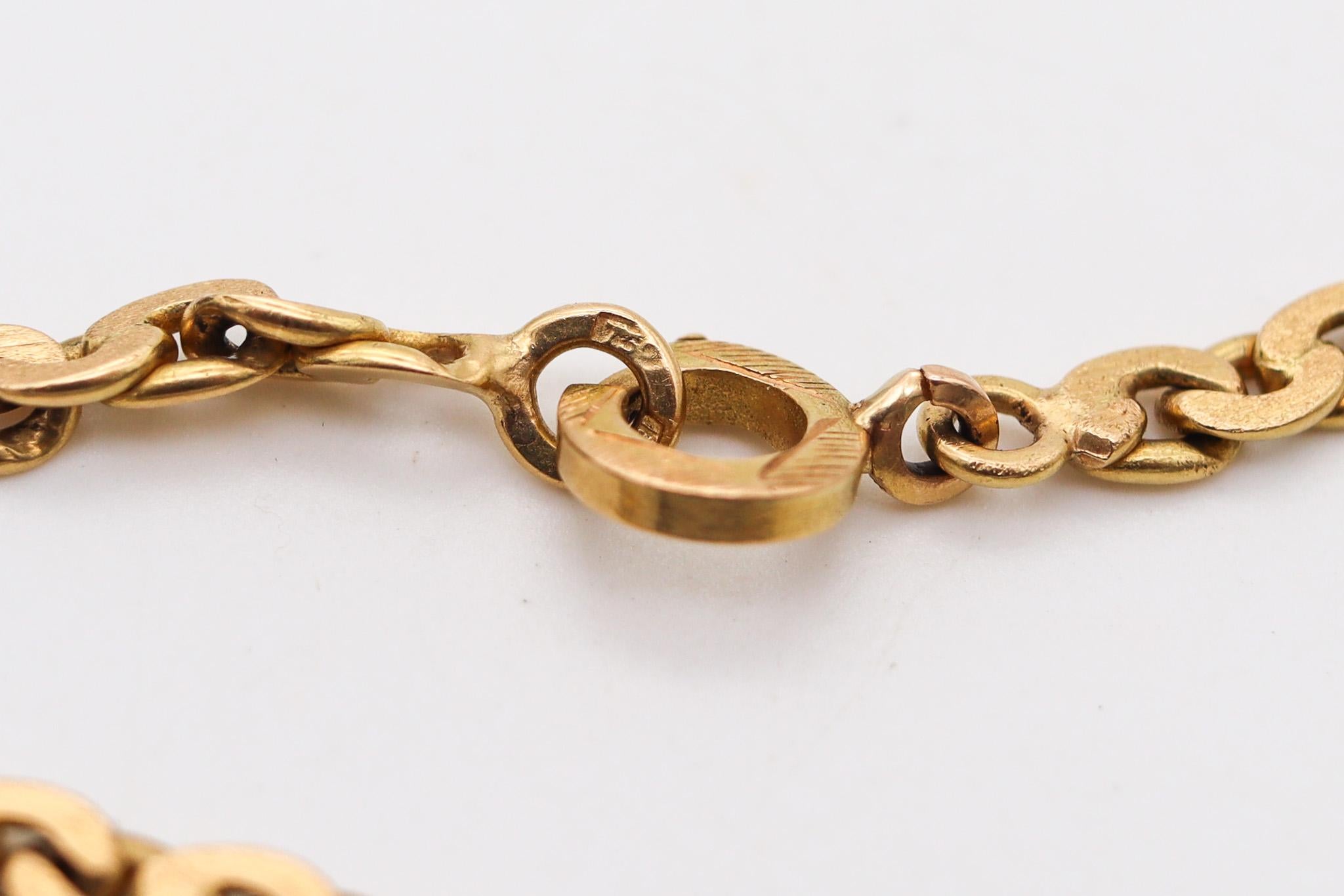 Marchisio Napoleone 1935 Italian Art Deco Long Chain In Solid 18Kt Yellow Gold For Sale 2