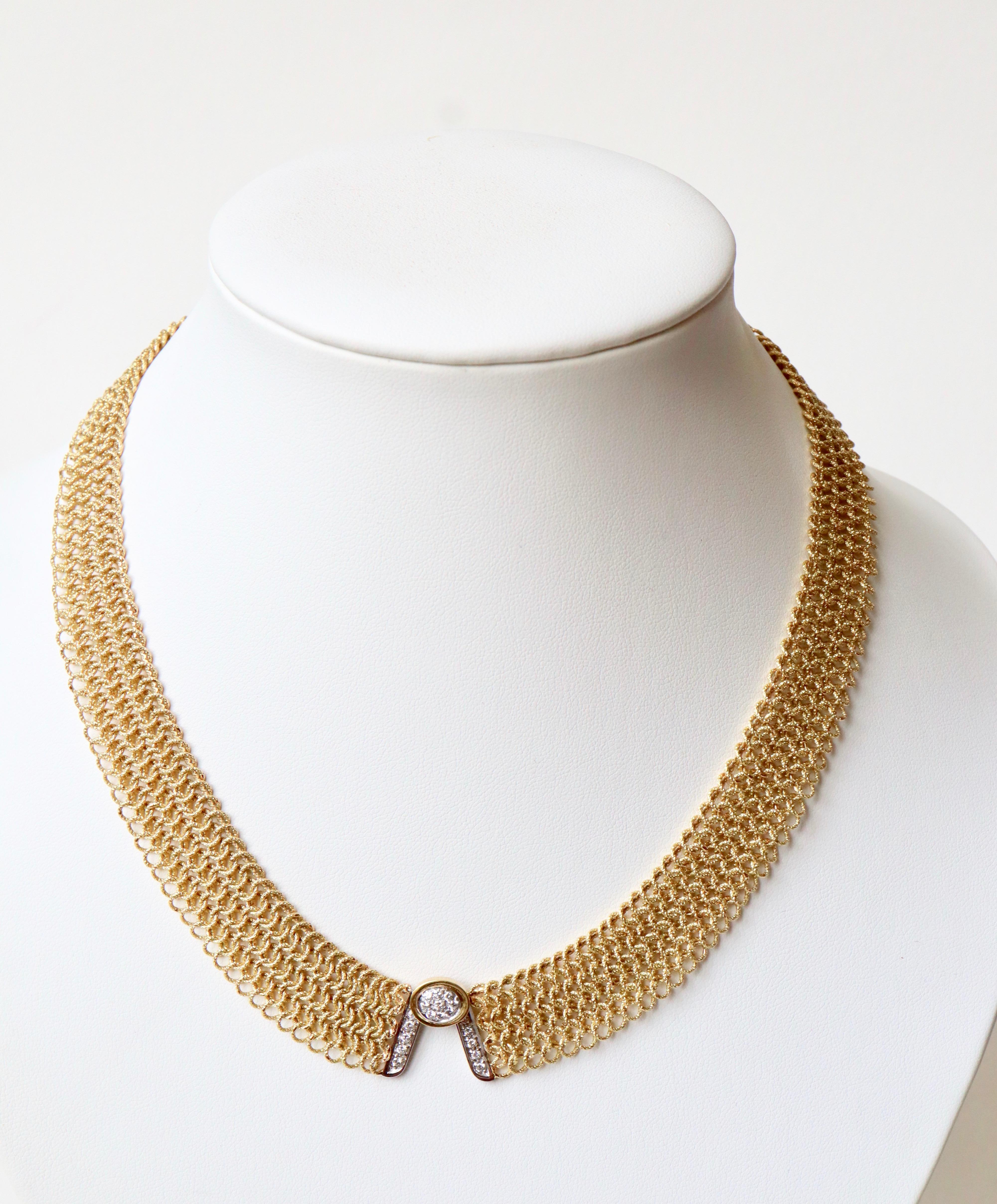 Taglio brillante Collana Marchisio in oro giallo 18 KT e diamanti in vendita