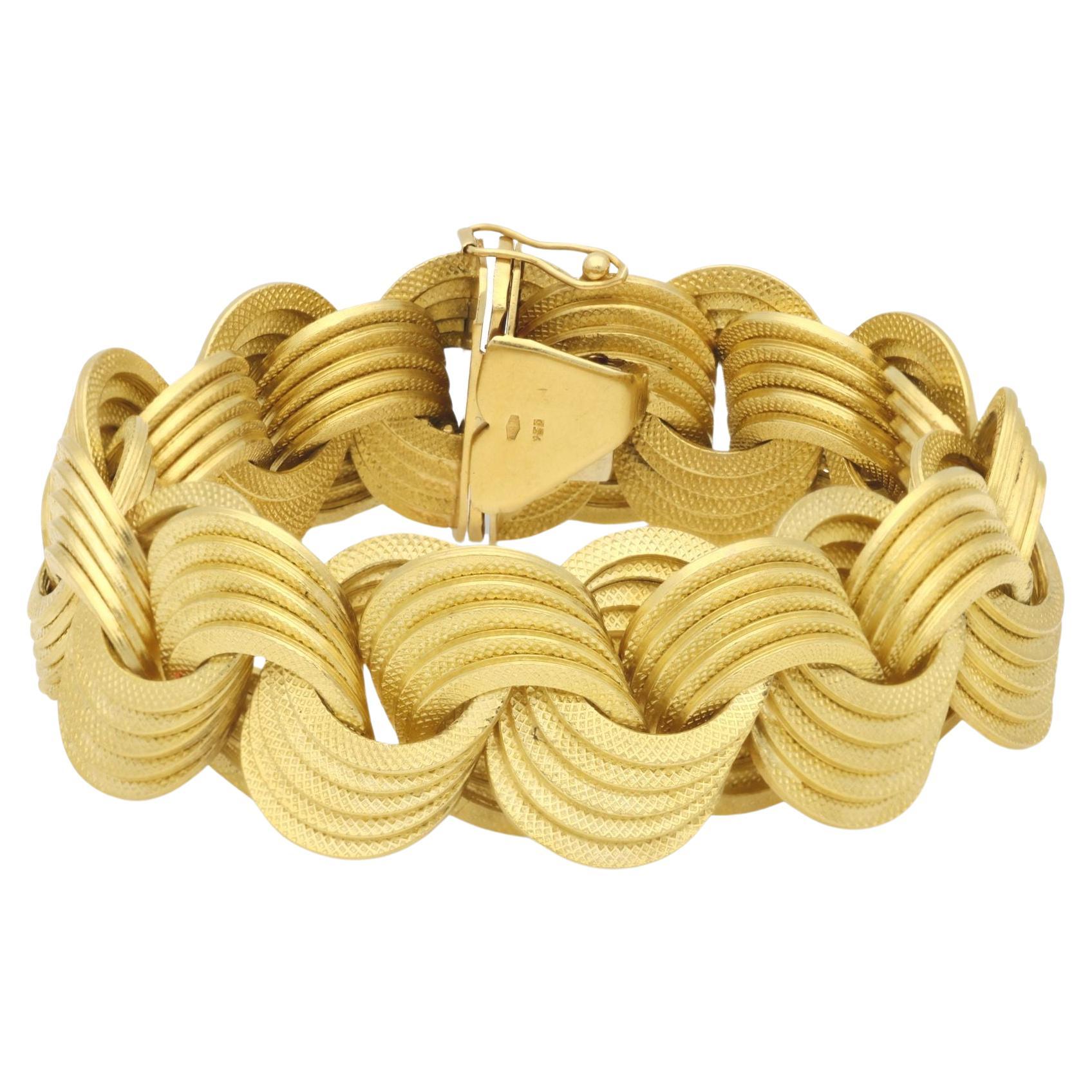 Marchisio Vintage 18ct Textured Yellow Gold Bracelet Circa 1970's