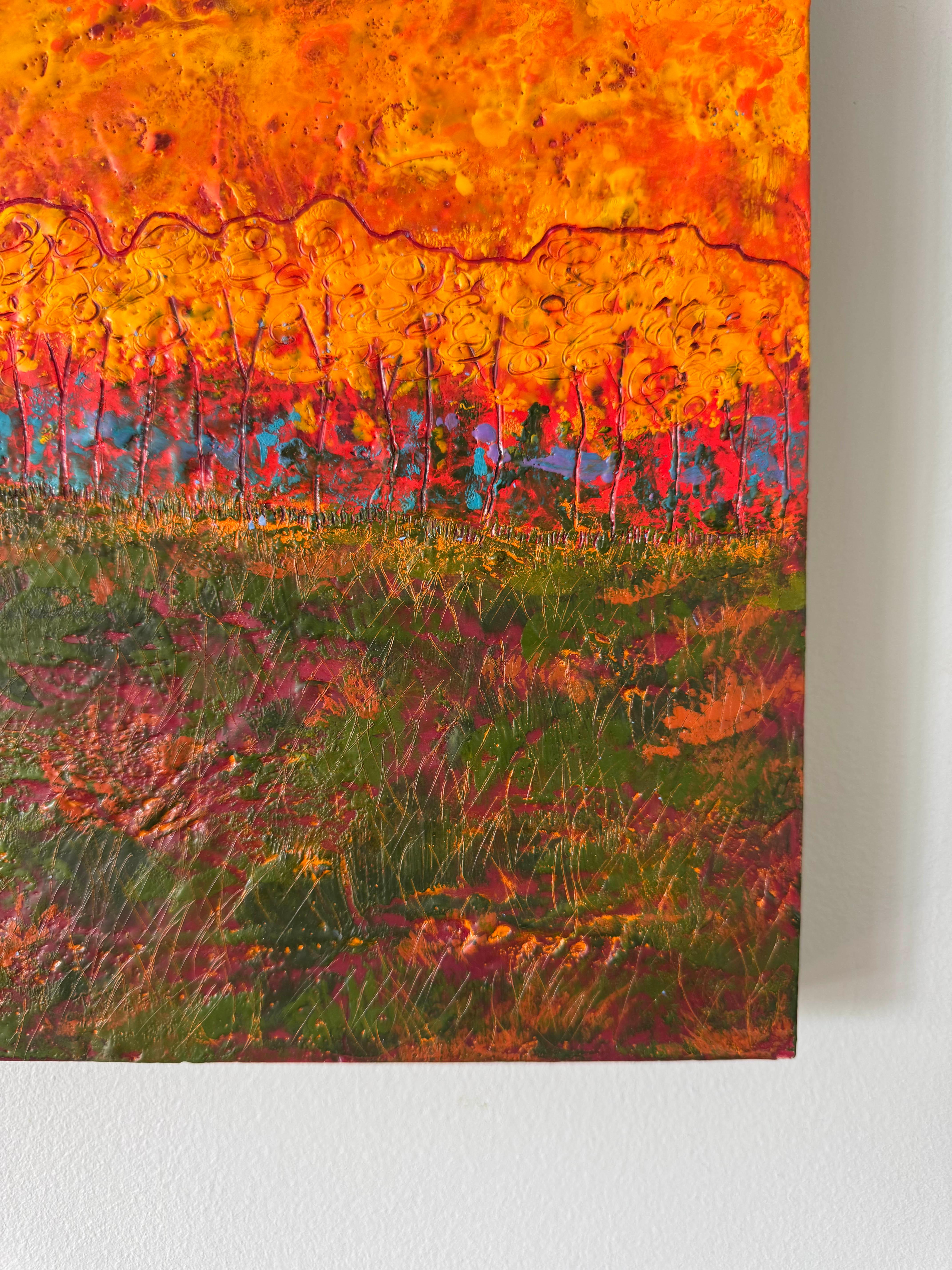 Autumn Hills, Vermont - Brown Landscape Painting by Marcia Crumley
