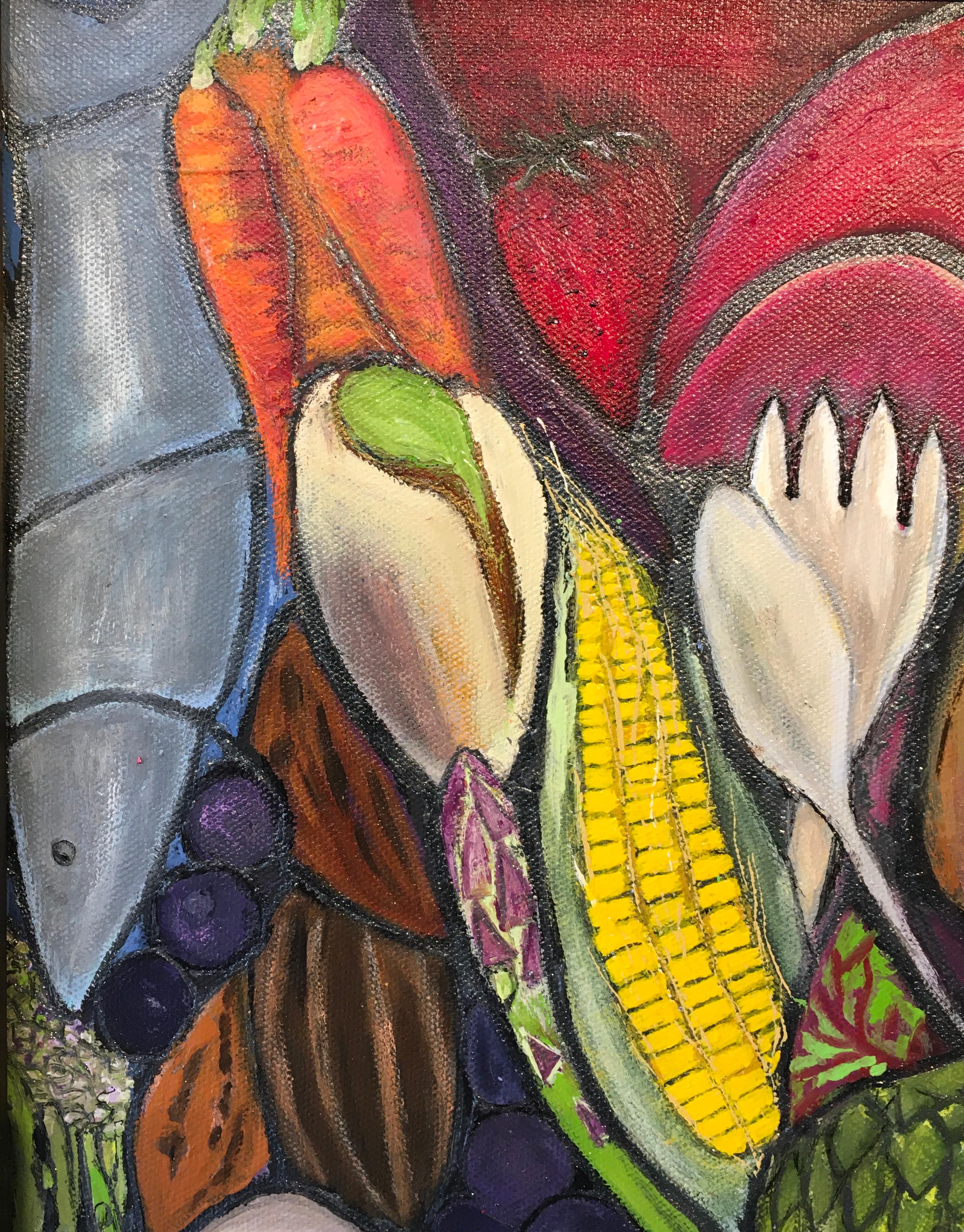 'She Planted her Garden and Reaps Bountifully' by Marcia Ermey, Acrylic Painting For Sale 1