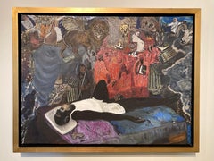 « Visions and Dreams of a Man's Funeral » (visions et rêves d'un homme funéraire) de Marcia Emery, peinture multimédia