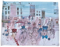 4 de julio, litografía offset impresionista americana de Marcia Marx