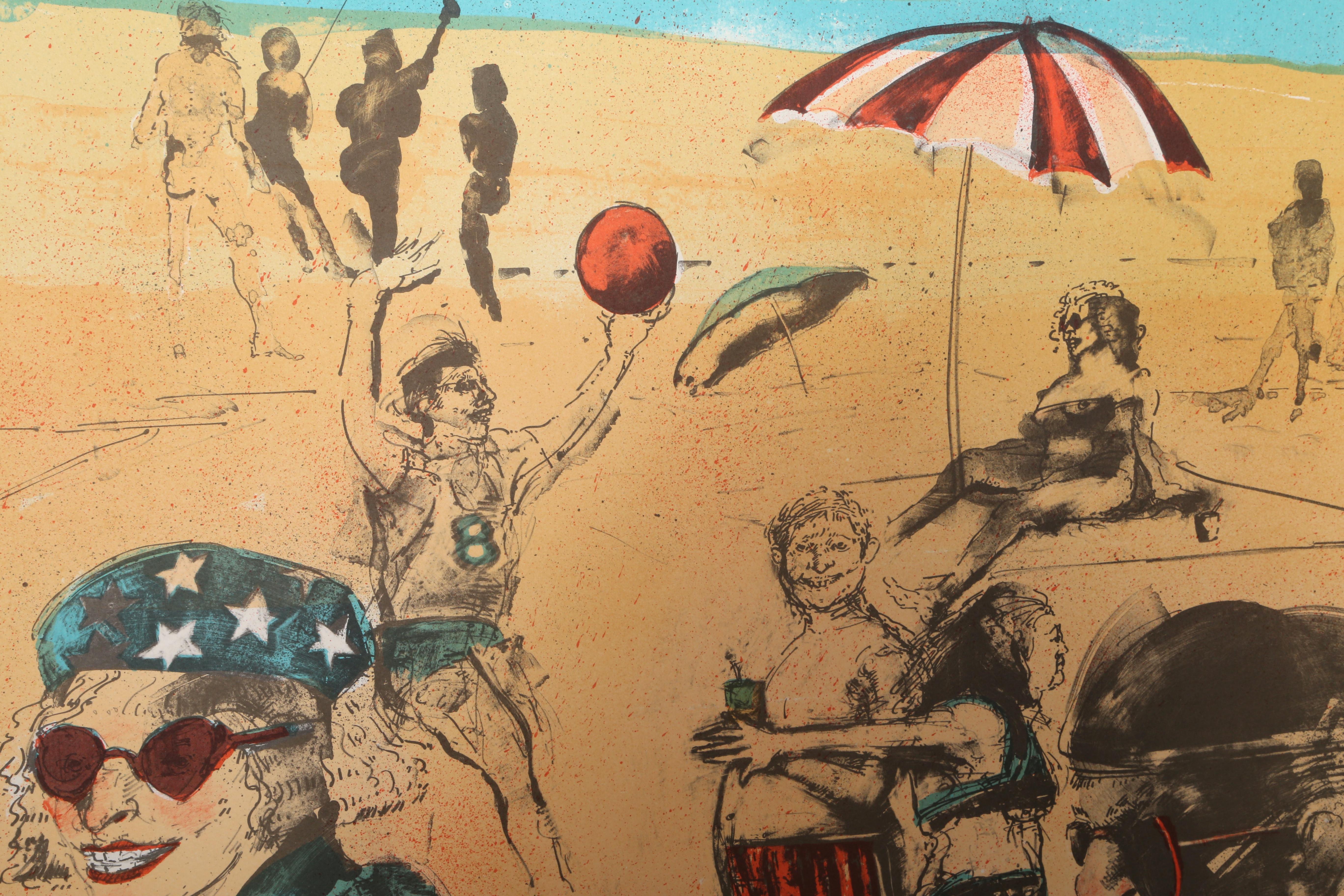 Playa - Figurative Print Beige de Marcia Marx