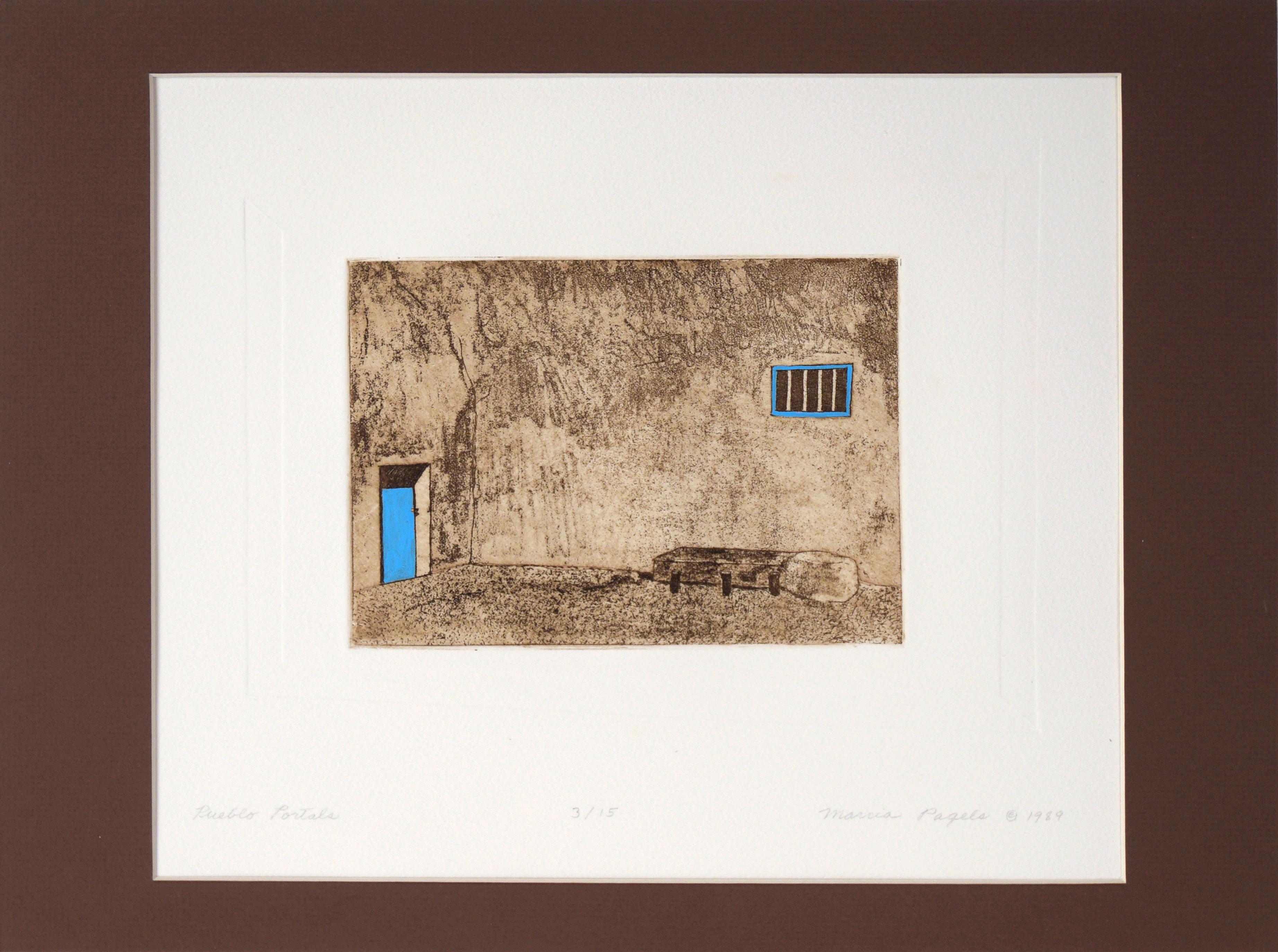 Landscape Print de Marcia Pagels - "Portales del Pueblo" - Impresión calcográfica en tinta sobre papel de archivo, nº 3/15
