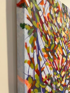 "Accento", Contemporary Landscape, Tree, Red, Yellow, Green, Oil Painting