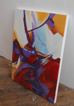"Acceso", Abstract, Red, Orange, Yellow, Blue, Purple, Oil Painting