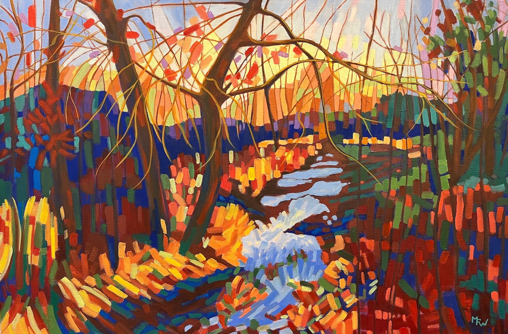 "Coloratura", Paesaggio contemporaneo, Verde, Rosso, Blu, Pittura a olio, 2024