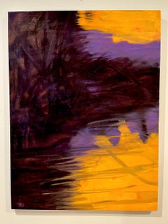 "Fermata", Contemporary Landscape, Red, Yellow, Purple, Oil Painting