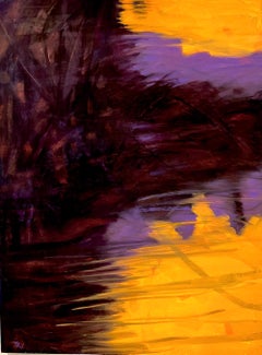"Fermata", Contemporary Landscape, Red, Yellow, Purple, Oil Painting