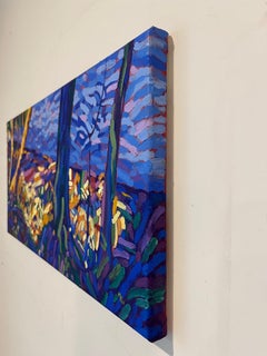 "Leggera", Paisaje contemporáneo, Árbol, Azul, Morado, Verde, Pintura al óleo, 2023