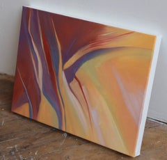 "Lilt", astratto, toni della terra, rosso, terra di Siena, verde, blu, viola, pittura a olio
