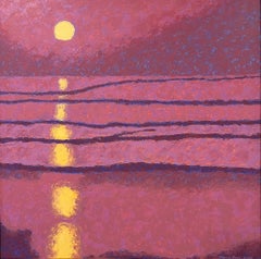"Placido", Contemporary Landscape, Red, Yellow, Purple, Blue, Oil Painting