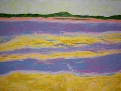 "Provincetown Flats", Contemporary Landscape, Purple, Yellow, Blue, Oil Painting