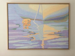 "Restful Reflections", Contemporary, Water, Blue, Yellow, Green, Oil Painting