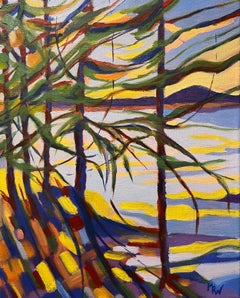 "Scherzo", Paesaggio contemporaneo, Mare, Cielo, Verde, Blu, Pittura a olio, 2024