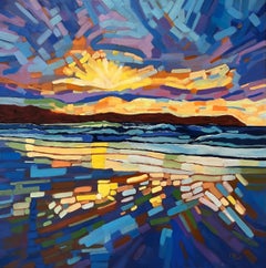 "Sonoro", Paesaggio contemporaneo, Oceano, Blu, Pittura a olio, 2025