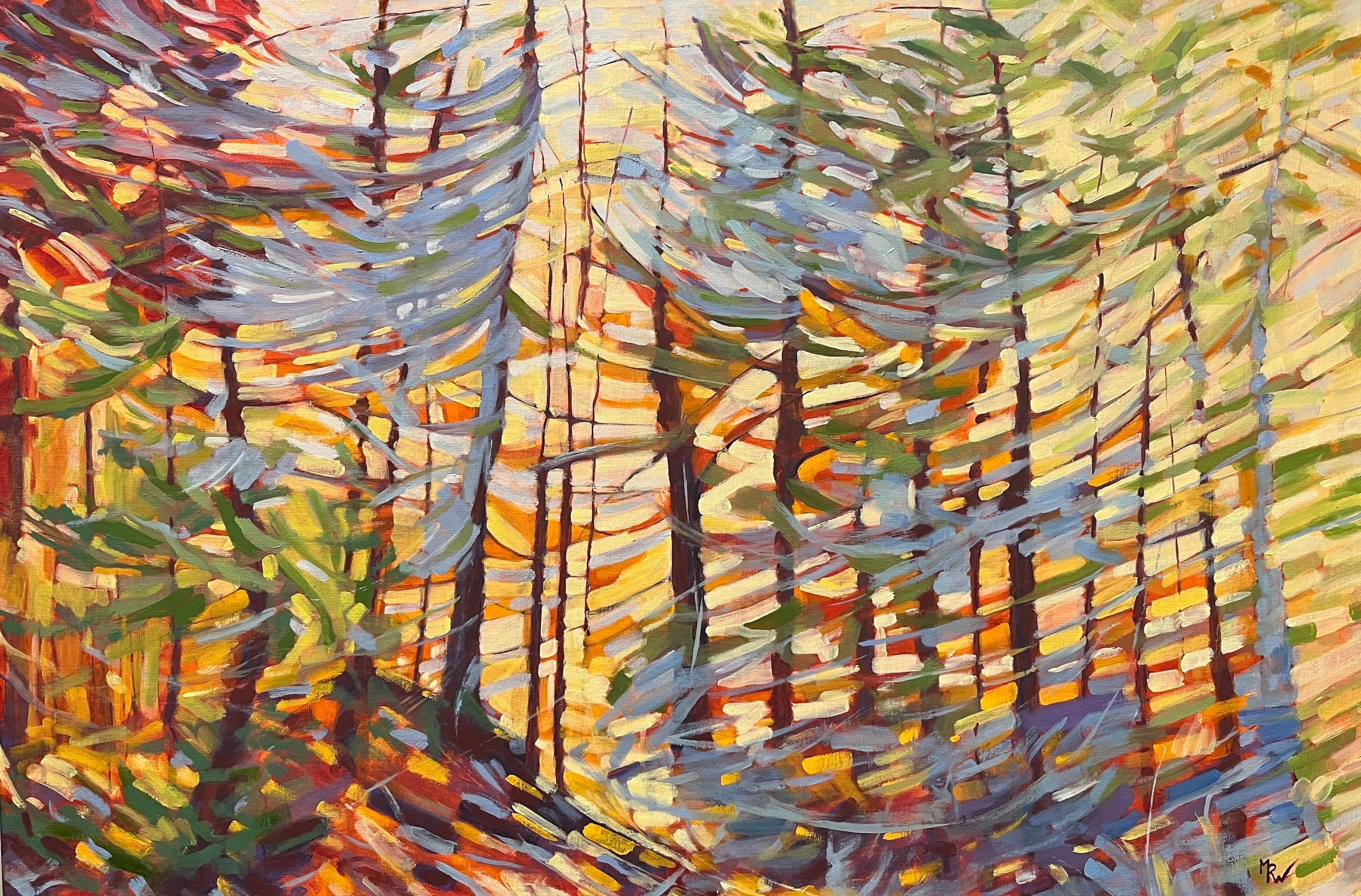 Marcia Wise Landscape Painting - "Spiritoso", contemporary, landscape, yellow, orange, red, green, oil painting