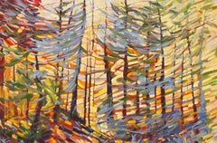 "Spiritoso", Contemporary, paysage, jaune, orange, rouge, vert, peinture à l'huile.