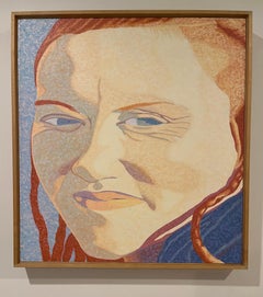 "Stephanie", Contemporary Portrait, Blue, Red, Oil Painting
