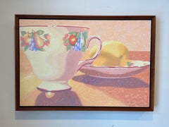 "Tea with Lemon", Contemporary, Still Life, Yellow, Orange, Oil Painting