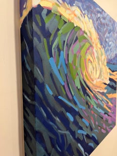 "Tremolo", Contemporary Landscape, Ocean Waves, Green, Blue, Oil Painting, 2025
