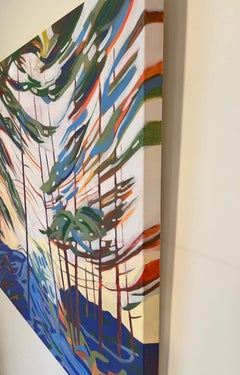 "Ventoso", Contemporary, Tree, Sky, Blue, Red, Pink, Green, Oil Painting, 2021