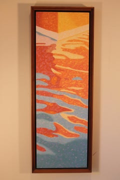 "Warm Reflections", Contemporary Landscape, Abstract, Red, Orange, Oil Painting