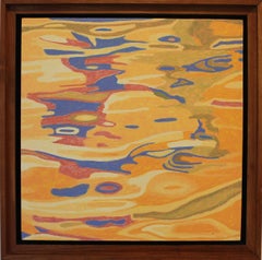 "Water Symphony", Contemporary Landscape, Yellow, Blue, Red, Green, Oil Painting