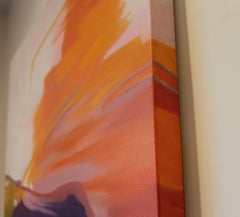 "Where Earth Meets Sky", Contemporary, Abstract, Purple, Orange, Oil Painting