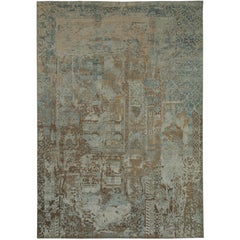 "Marcian" Blue Beige Wool/Silk Hand-Knotted Area Rug