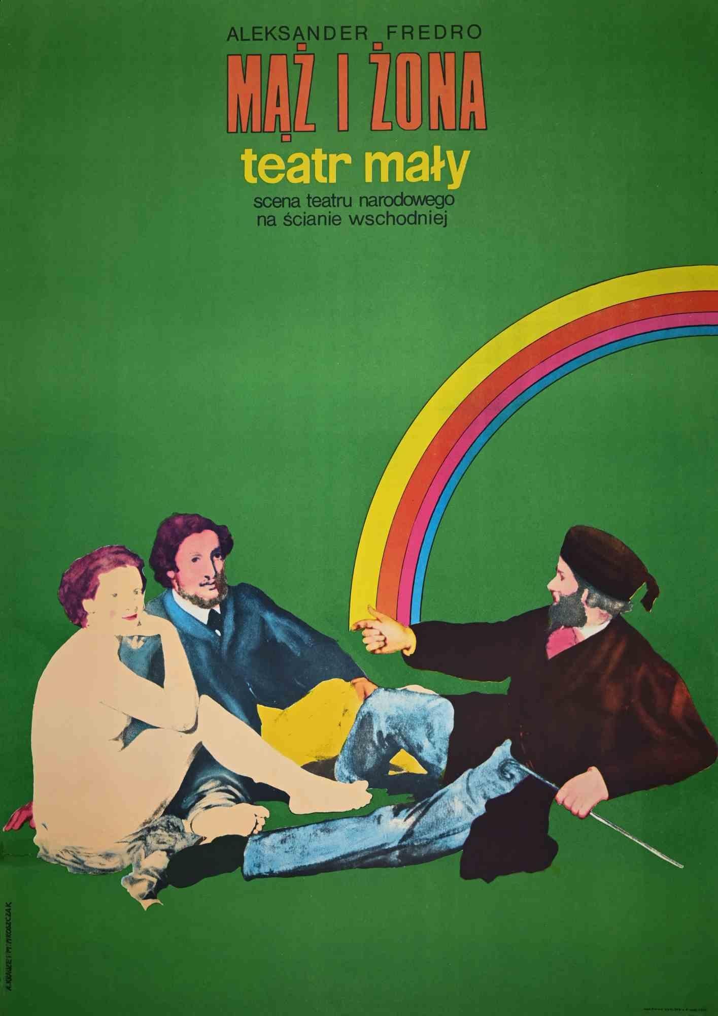 Marcin Mroszczak Figurative Print – Maz i Zona Teatr Maty - Vintage-Plakat von M. Mroszczak - 1970