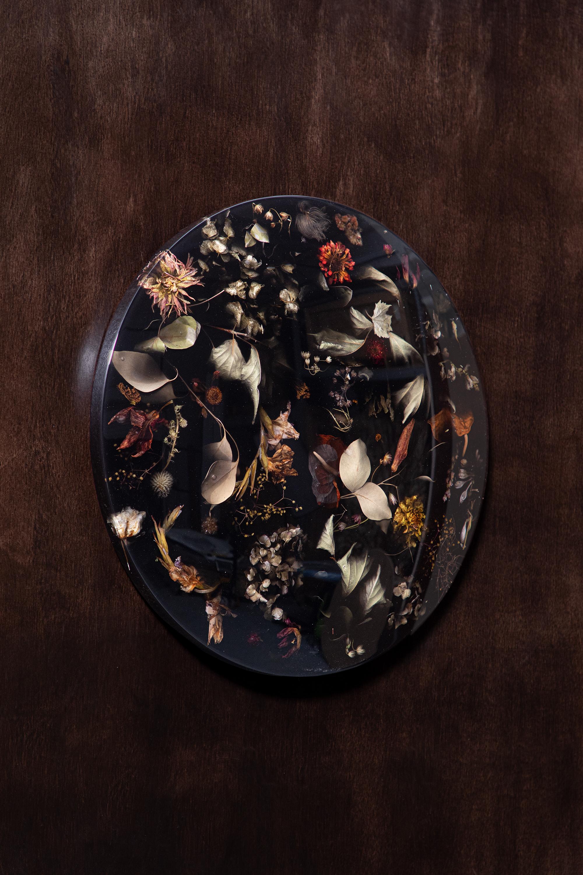 Baroque Marcin Rusak, Flora Lens 65 Wallhanging Piece, Black Polished Finish For Sale