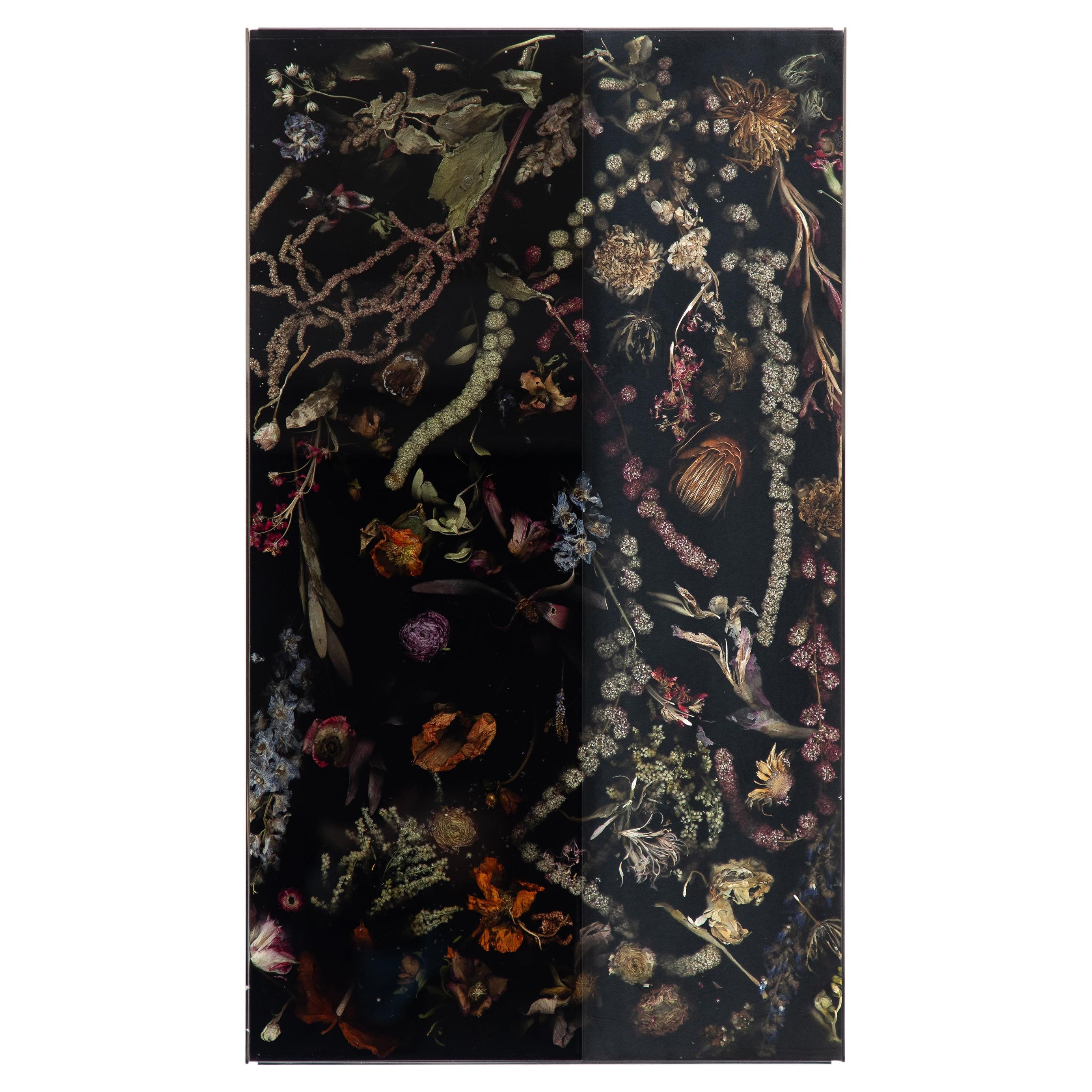 Marcin Rusak, Flora Wandbehangsstück 46, schwarz polierte/matte Oberfläche, auf Lager im Angebot