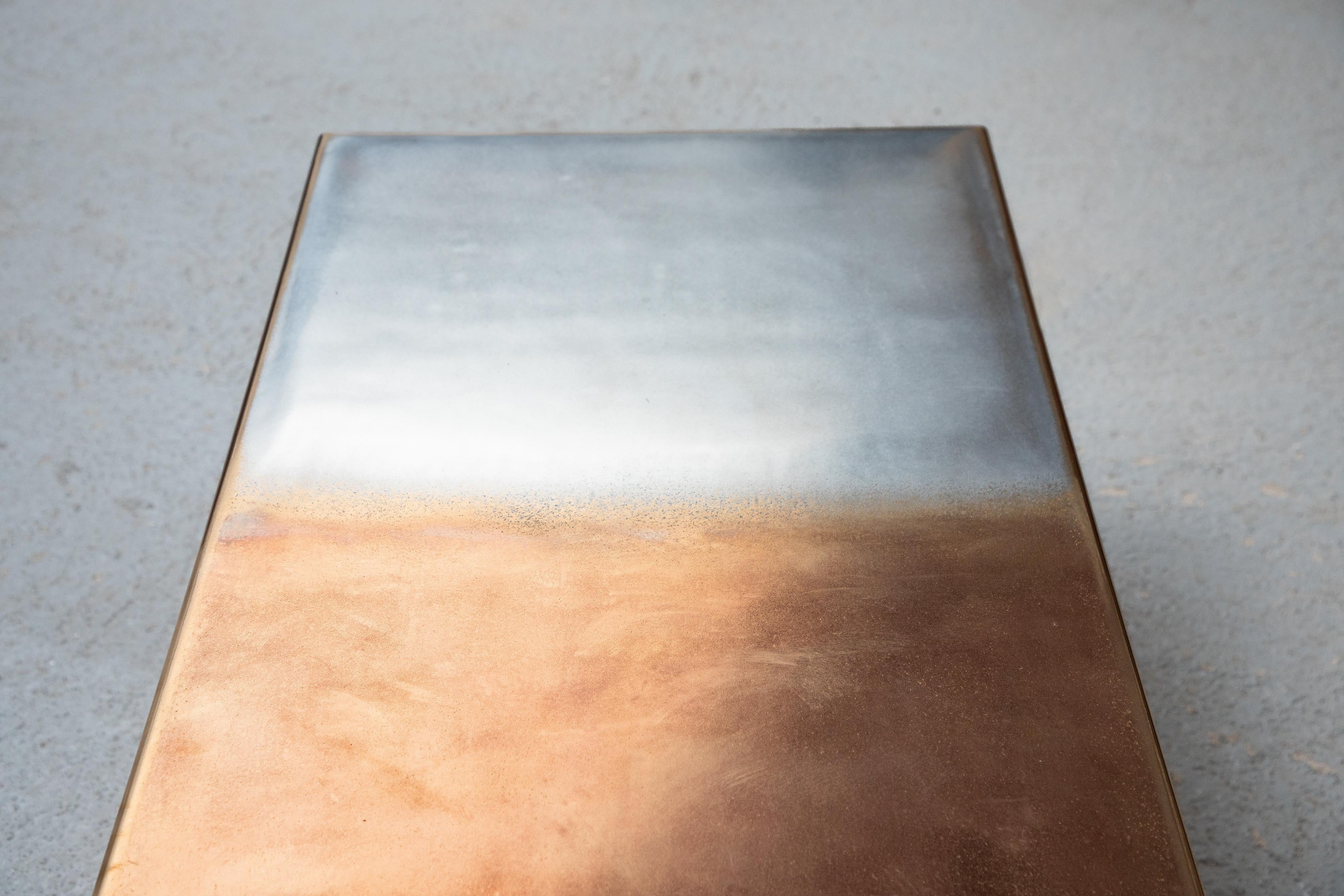 Européen Marcin Rusak, Merging Metals Table basse 120-1, MM-1 : Finition bronze/zinc en vente