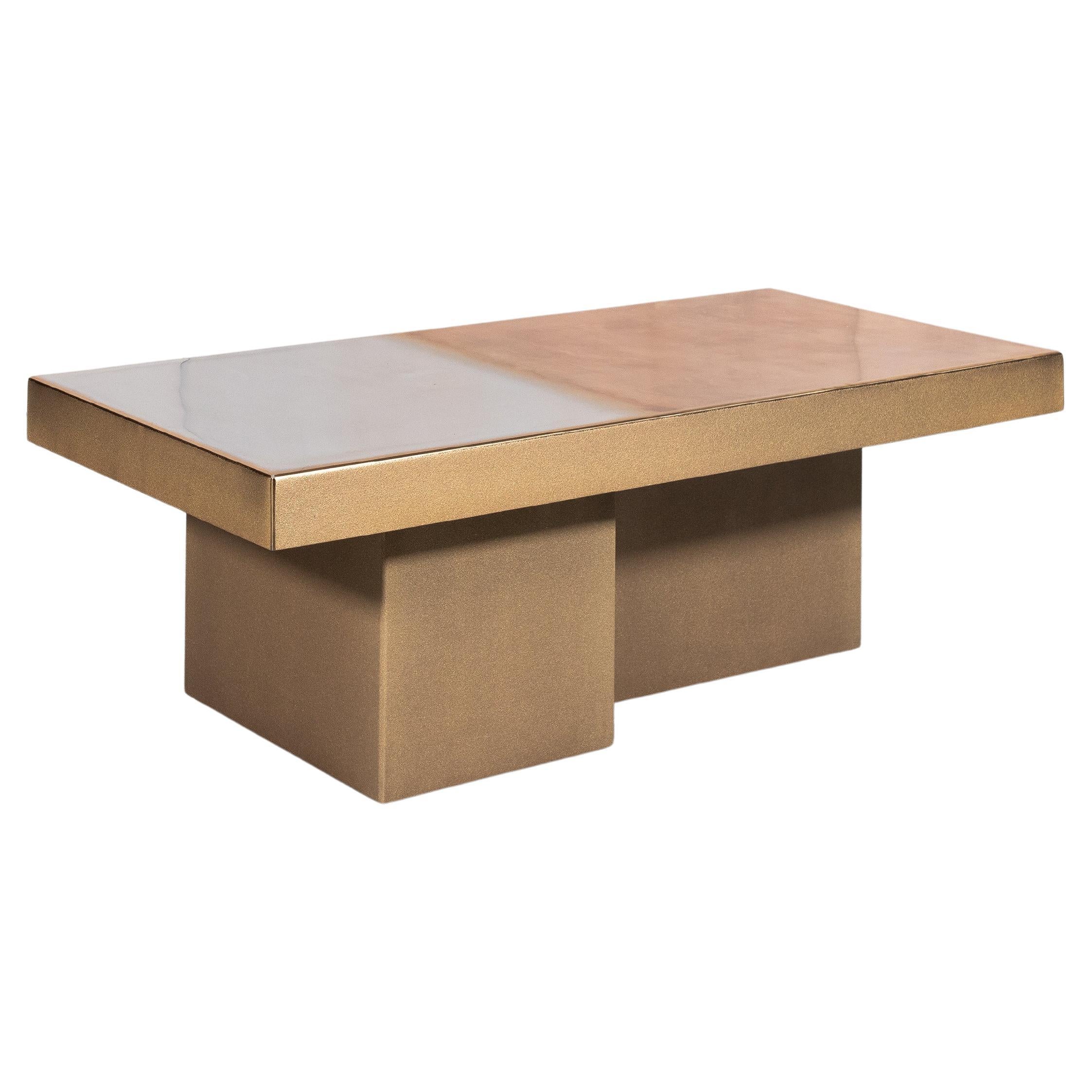 Marcin Rusak, Merging Metals Table basse 120-1, MM-1 : Finition bronze/zinc