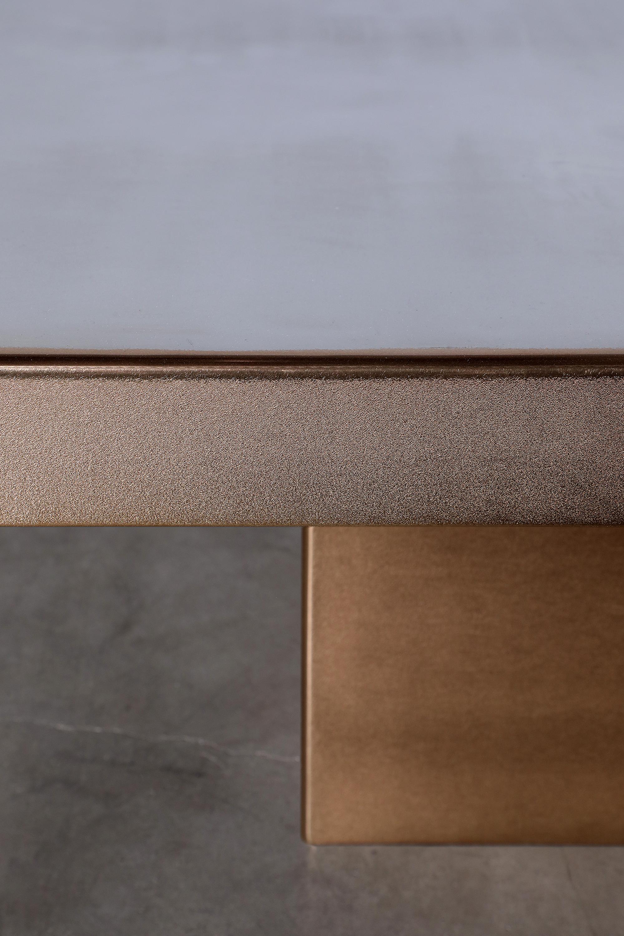 Minimalist Marcin Rusak, Merging Metals Coffee Table 150-1, MM-1: Bronze/Zinc Finish For Sale