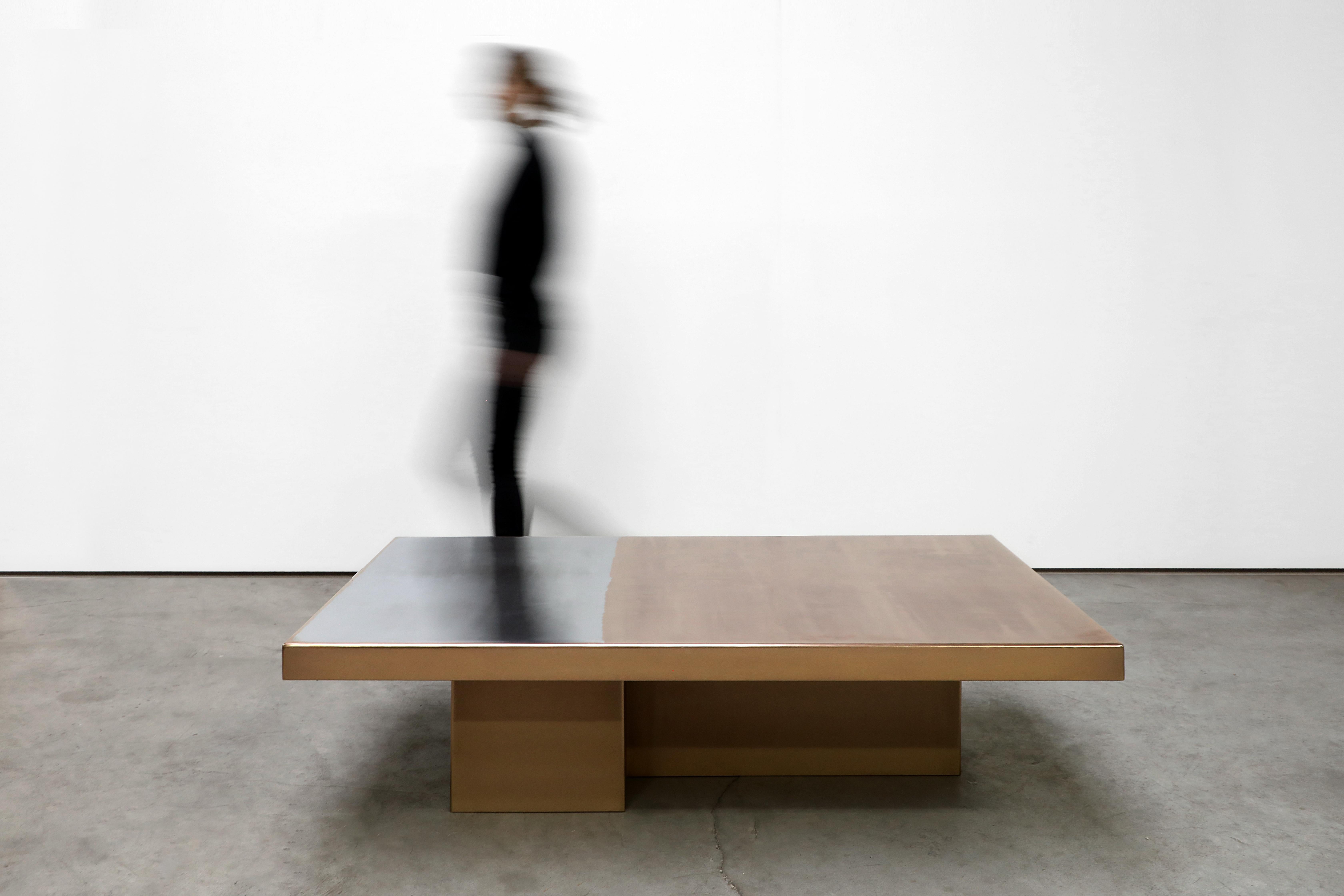 Hand-Crafted Marcin Rusak, Merging Metals Coffee Table 150-1, MM-1: Bronze/Zinc Finish For Sale