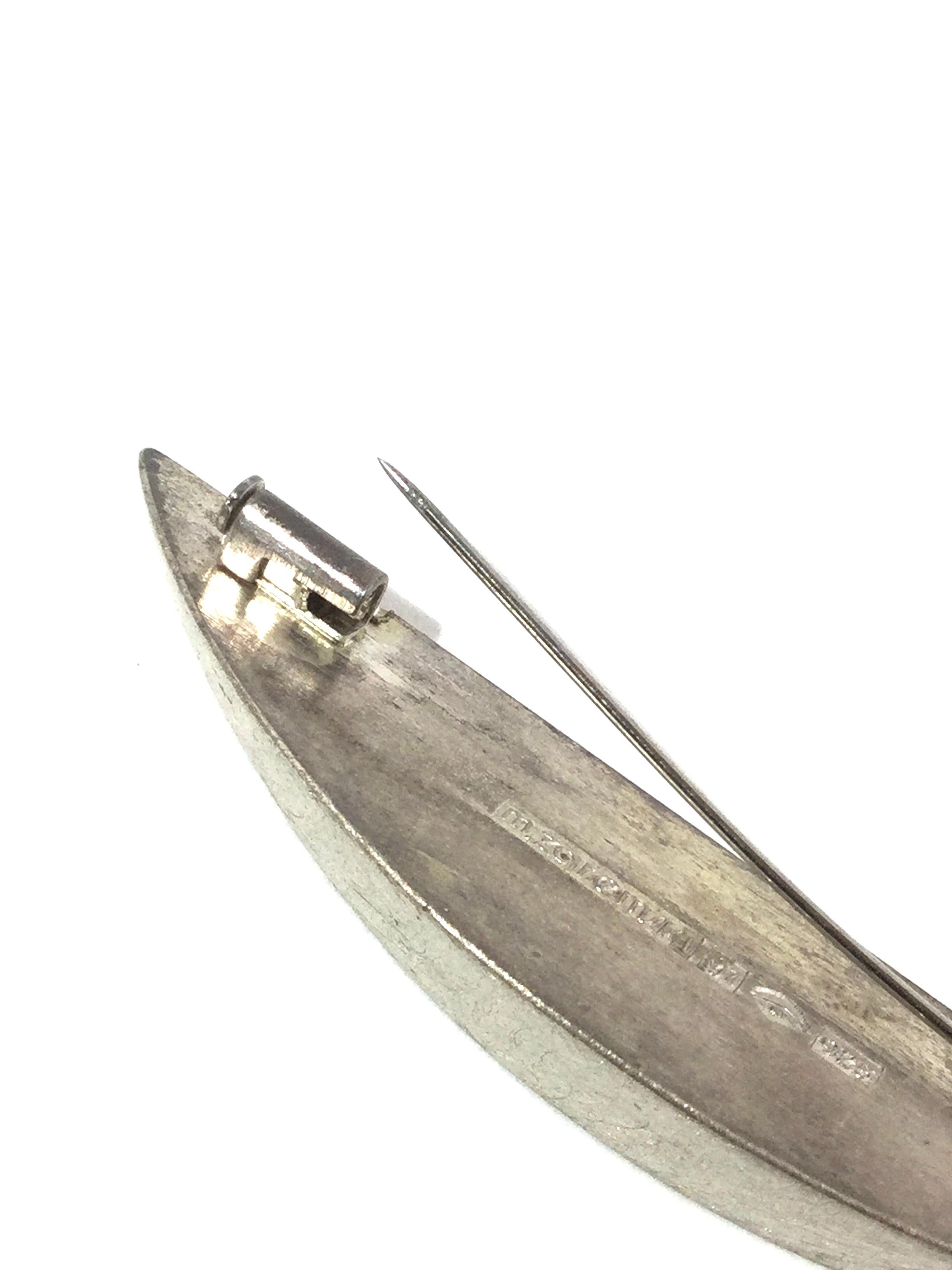 Marcin Zaremski Modernist Poland Brush Sterling Silver Brooch Pin 5