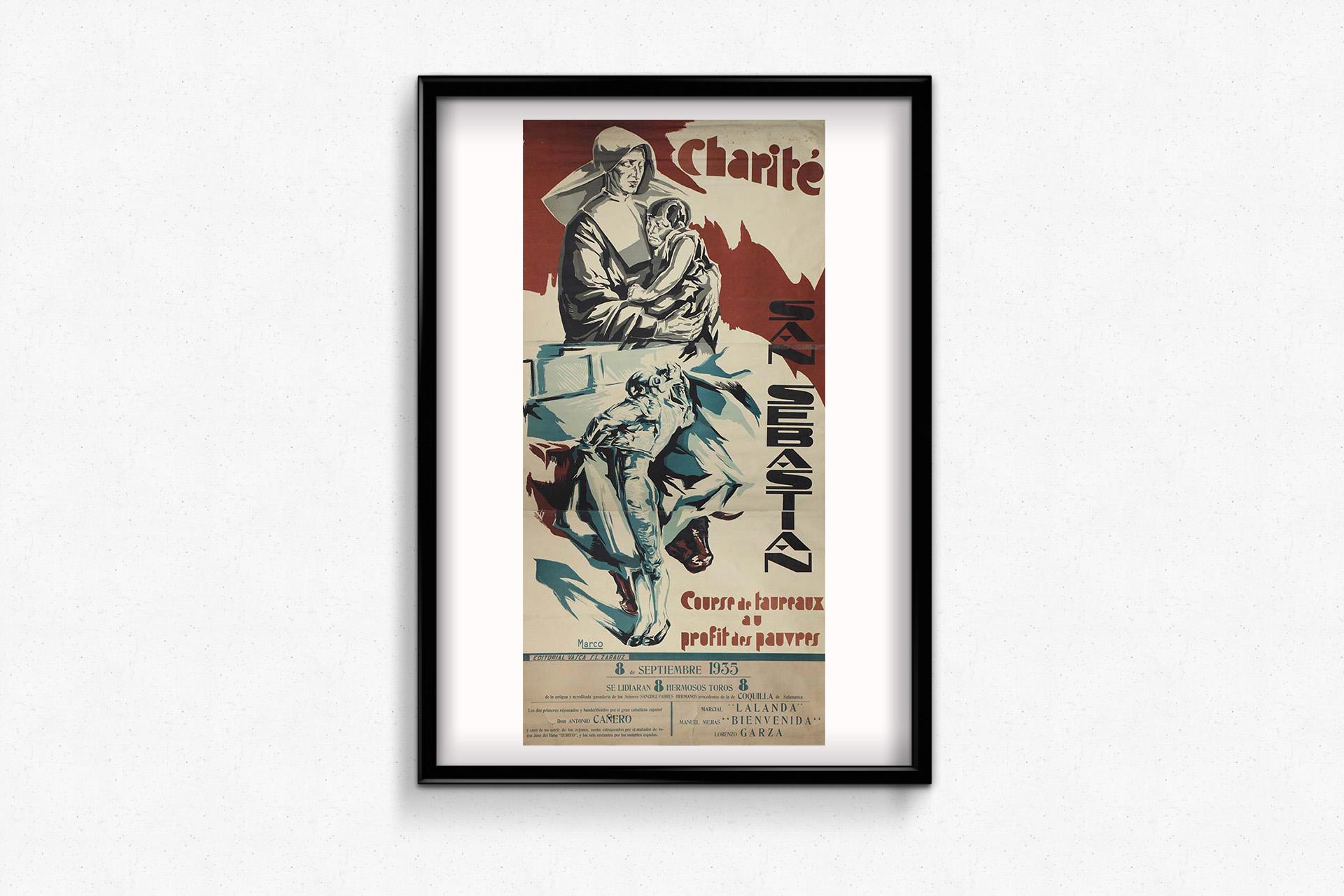 1935 Originalplakat von Marco - Corrida for a Cause - Charité - San Sebastián im Angebot 2