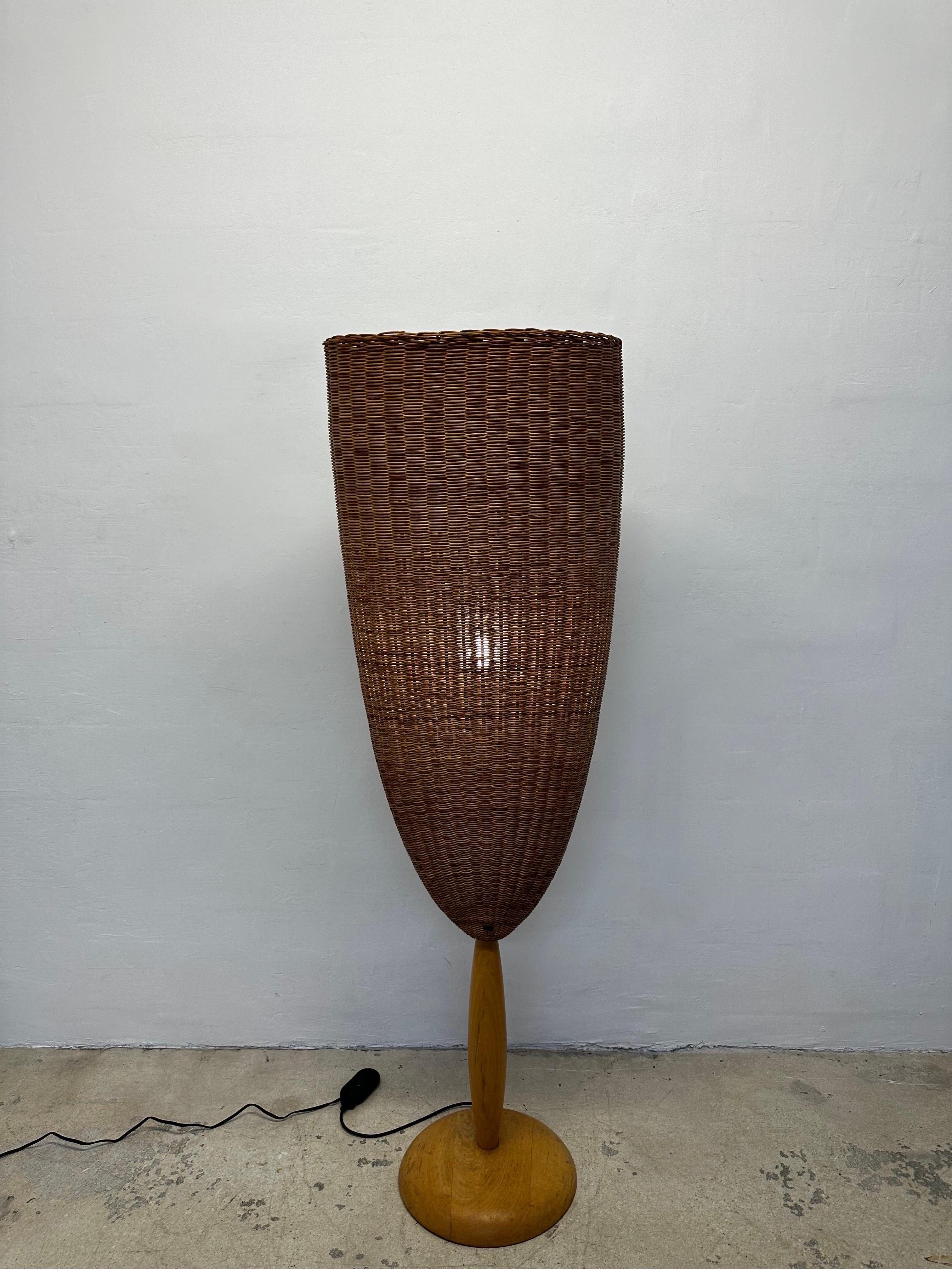 Marco Agnoli Flûte Woven Cane Floor Lamp for Pierantonio Bonacina, Italy 6