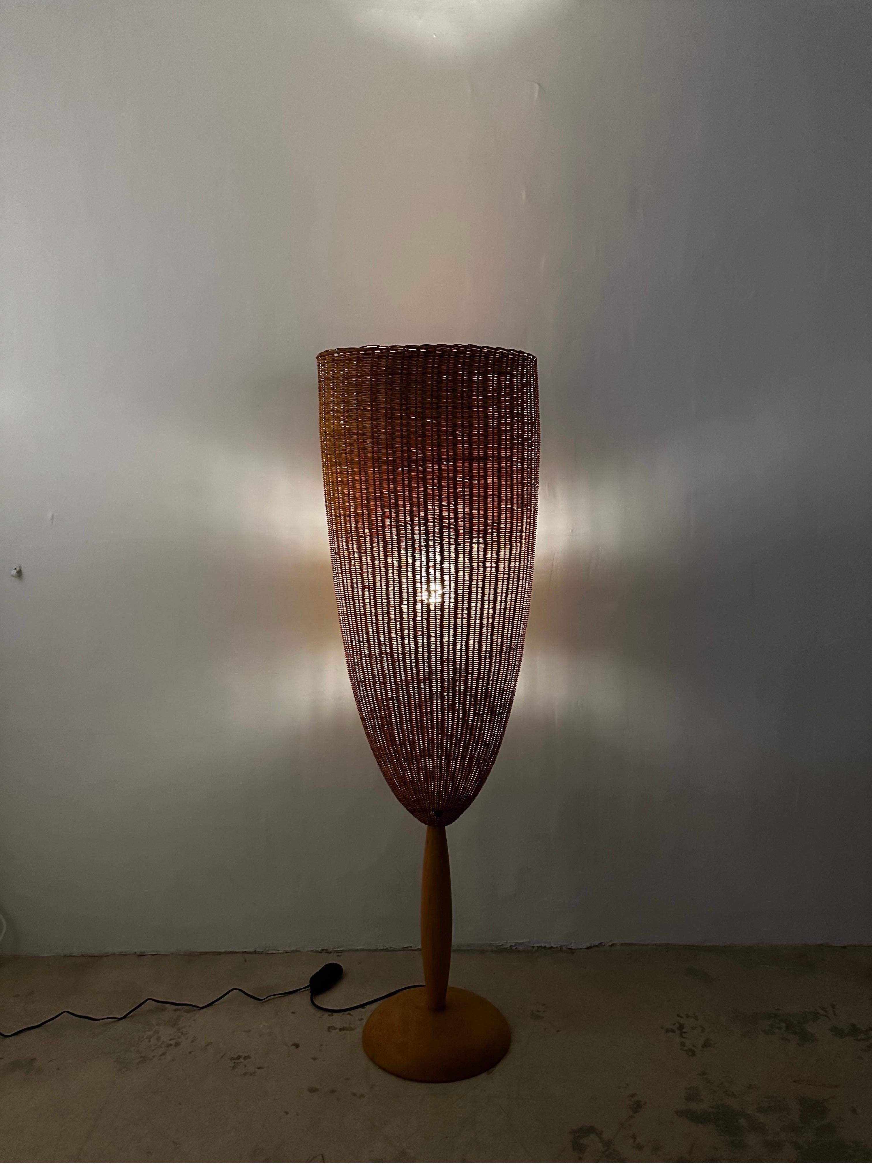 Marco Agnoli Flûte Woven Cane Floor Lamp for Pierantonio Bonacina, Italy 7