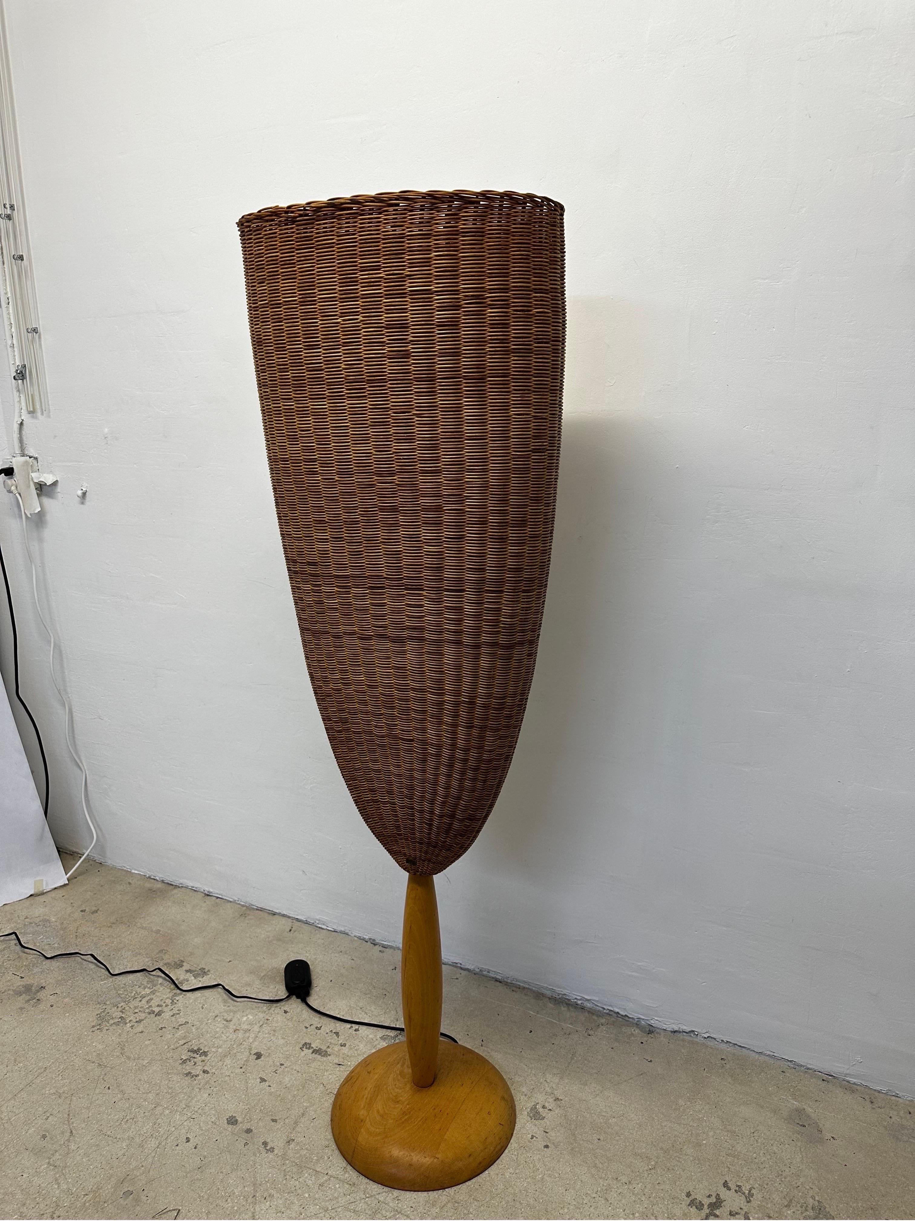 European Marco Agnoli Flûte Woven Cane Floor Lamp for Pierantonio Bonacina, Italy