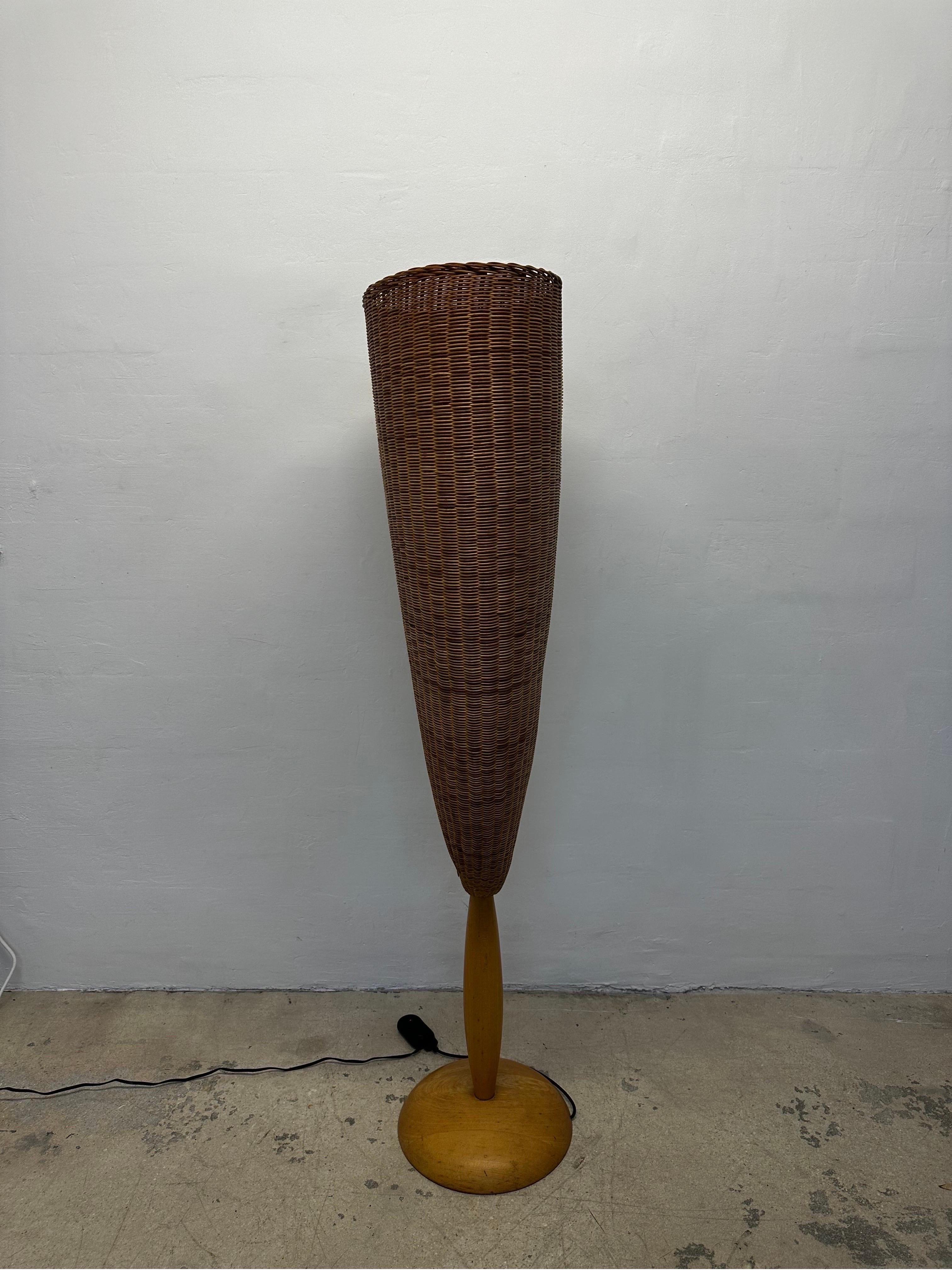 Marco Agnoli Flûte Woven Cane Floor Lamp for Pierantonio Bonacina, Italy 1